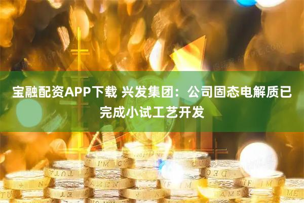 宝融配资APP下载 兴发集团：公司固态电解质已完成小试工艺开发
