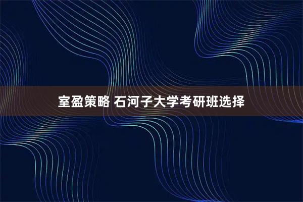室盈策略 石河子大学考研班选择