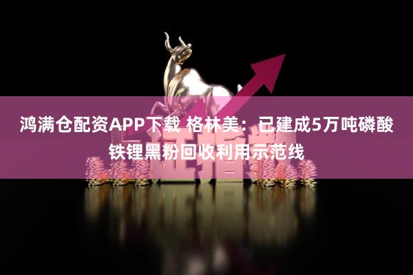 鸿满仓配资APP下载 格林美：已建成5万吨磷酸铁锂黑粉回收利用示范线